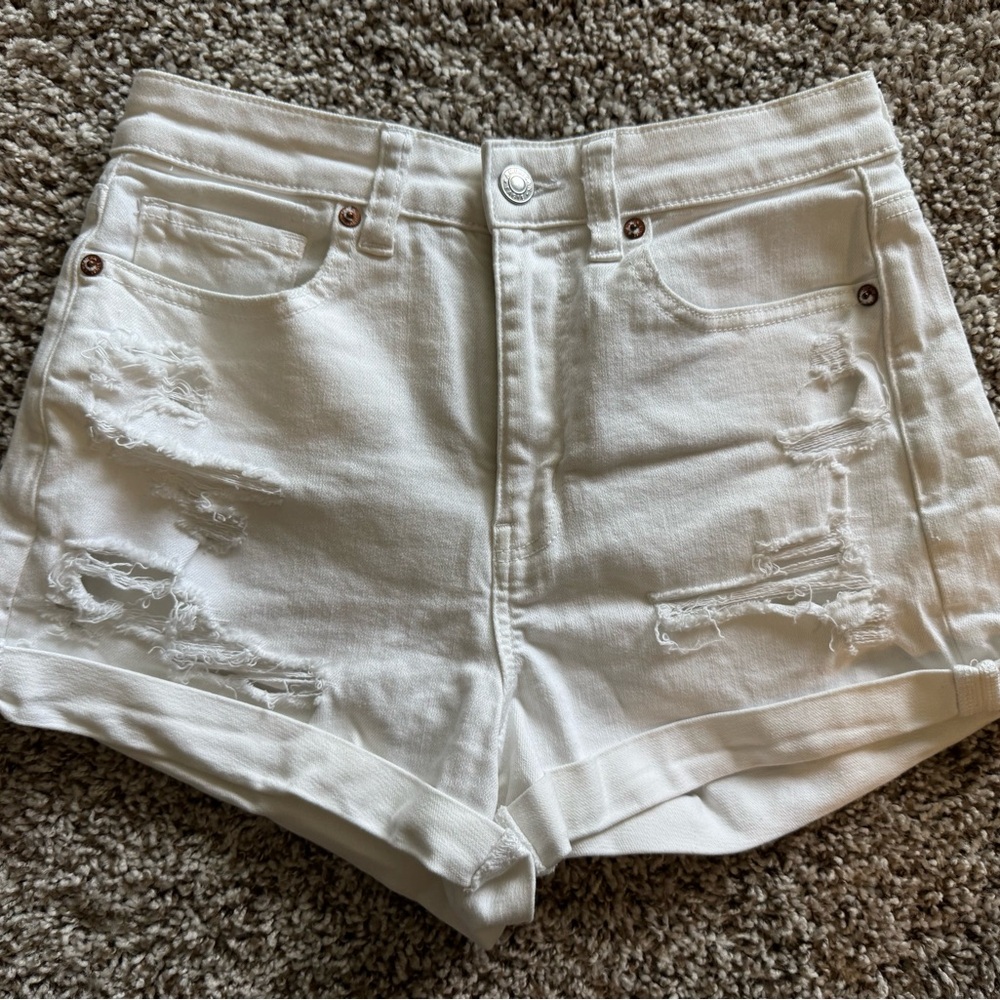 American Eagle Outfitters White High-Waisted Jean Shorts
